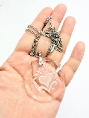 Vintage Hallmark Little Gallery Austrian Lead Crystal Heart Pendant Necklace